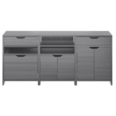 Oakestry Elegant Nova 3-Piece Storage Cabinet Ensemble with Shelves & Drawers – Space-Saving Organizing Solution for Home, Office & Entryway