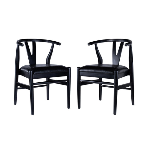 Wishbone Dining Chairs Set of 2 Black Finish
