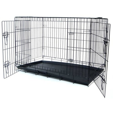 YML 24-Inch 2-Door Heavy Duty Dog Crate, Black