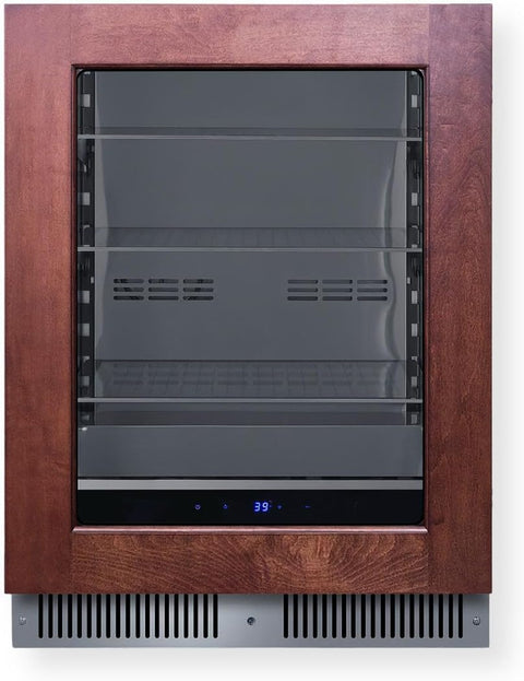 Summit 24 Inch Beverage Refrigerator with Glass Door, 3.5 Cu.ft., Shallow Depth Undercounter, Commercially Approved- SDHG2443 (LHD, Panel Ready) (Panel not included)