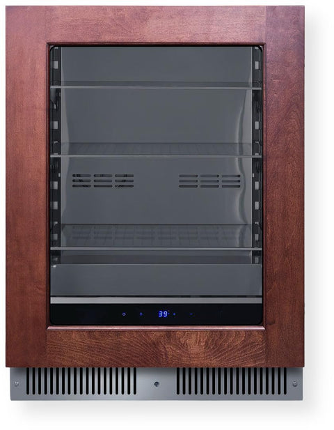 Summit 24 Inch Beverage Refrigerator with Glass Door, 3.5 Cu.ft., Shallow Depth Undercounter, Commercially Approved- SDHG2443 (LHD, Panel Ready) (Panel not included)