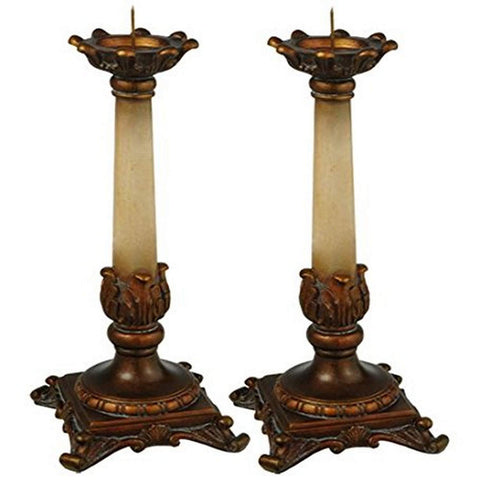 Meyda Tiffany 69335 European Influence Candle Sticks Collection Dark Finish, 425.00 inches, 10" H, Arcadia Bronze/Ivory