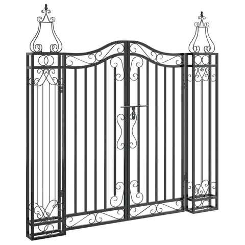 vidaXL Garden Gate Black 47.6"x3.1"x47.2" Wrought Iron, Wrought Iron gate, Fence gate, Iron gate, Metal Garden gate, Metal gate, Decorative gate