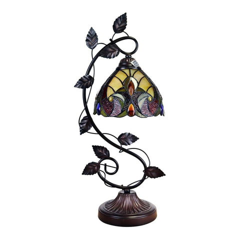 Chloe Lighting Lighting Adia Victorian Tiffany-Syle Dark Bronze 1 Light Accent Table Lamp 8'' Wide, Multicolor (CH38632AV08-NT1)