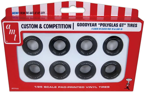 AMT Model Kit Polyglas GT Tires Set of 8 Pieces for 1/25 Scale Models AMTPP038