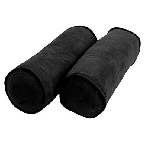Blazing Needles Corded Microsuede Throw Pillows (Set of 2), 20" x 8", Black