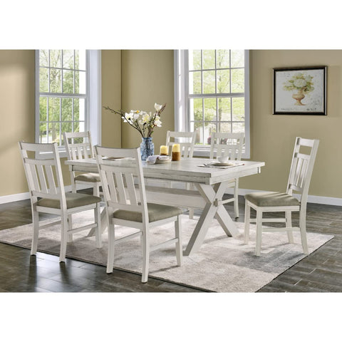 Powell Furniture D1249D19PC7W Turino Distressed White Dining Set, 6-Piece