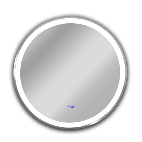 Benjara CH9M076EB24-RND Luminosity Embedded Round Touchscreen Led Mirror 3 Color Temperatures 3000K-6000K 24" Wide, Nickel