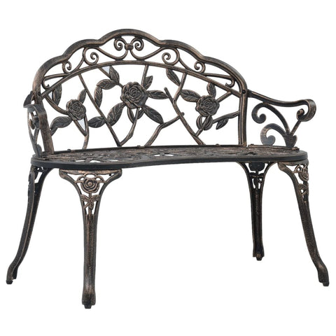 vidaXL Romantic Bistro Bench for Two in Beautiful Bronze Cast Aluminum - Weather-Resistant with Sturdy Cast Iron Legs - Ideal for Garden, Patio & Outdoor Seating - Elegant Scrollwork & Floral Patterns