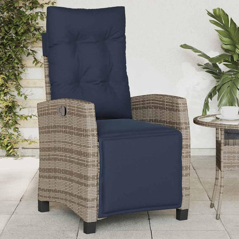 Oakestry Reclining Garden Chair Grey Poly Rattan, Powder-Coated Steel â€“ Outdoor Patio Seating, Weather Resistant Furniture