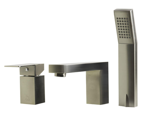 ALFI brand AB2322-BN Single Lever Bathroom Faucet with Square Hand Held Pull-Out Shower Head, Brushed Nickel