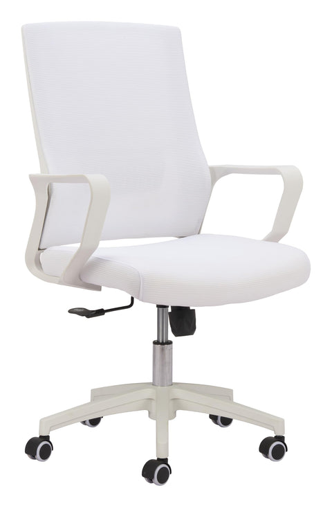 Zuo Jett Low Back Office Chair White, White Office Chair, Modern Style, Mesh Fabric, Breathable mesh Fabric, Nylon, Indoor Office, 26.4" W x 26.4" D x 39.2~43.1" H, Non-Stackable