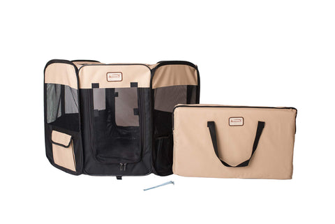 Armarkat Model PP003BGE-M Portable Pet Playpen in Black and Beige Combo, Medium