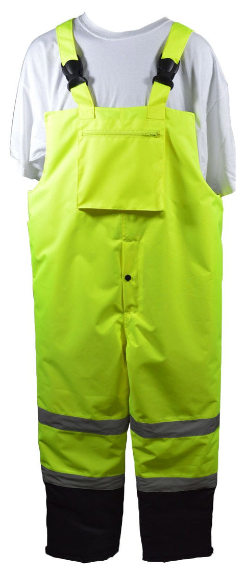 Petra Roc LQBBIP-CE-M ANSI/ISEA 107-2015 Class E Waterproof Quilted Thermal Bib Rain Pants, Size M, Lime/Black