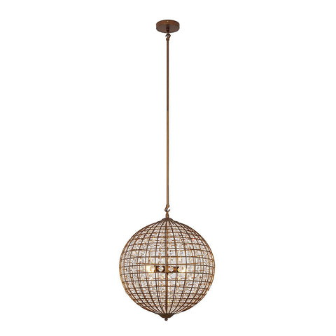 4-LIGHT 19-INCH BRONZE CHANDELIER WITH CLEAR CRYSTAL ACCENTS