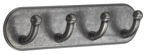QUADRUPLE HOOK SELFADHESIVE PEWTER FINISH
