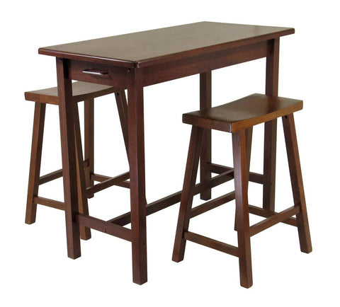 Winsome Wood Sally 3-Pc Breakfast Table Set with 2 Saddle Seat Stools