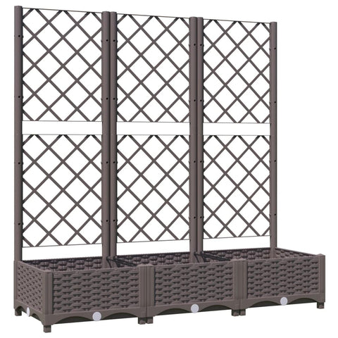 vidaXL Garden Planter with Trellis Brown 47.2"x15.7"x47.8" Weather- PP for Balcony/Terrace/Garden Entries