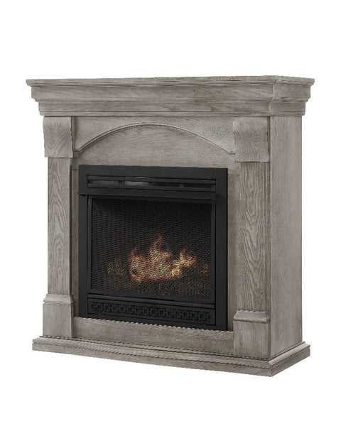 Comfort Glow Dual Fuel Ventless Gas Fireplace with Mantle The Halifax, Adjustable Thermostat, Natural Gas or Liquid Propane, 26,000 BTU, Heats 900 sq ft - Pewter Oak Finish Gas Fireplace