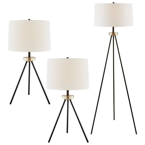 Lite Source Tullio Oil-Rubbed Bronze Tripod Table and Floor Lamps Set of 3