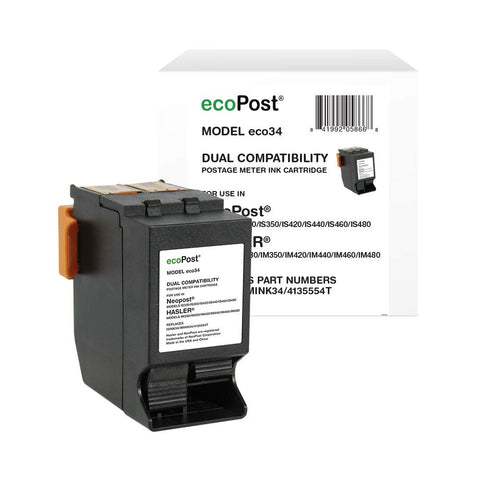ecoPost Brand Remanufactered Postage Meter Cartridge Replacement for Quadient Hasler ISINK34, IMINK34, 4135554T, ININK67 | Red