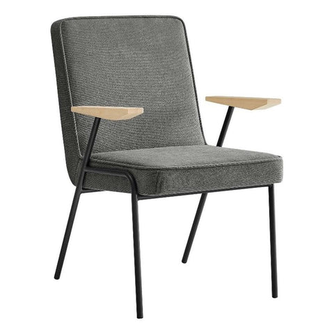 Modway Vista Dining Chair in Slate - Mid-Century Modern Armchair with Wood and Metal Frame - Comfortable Accent Chair for Living Room, Dining, Office, and Waiting Areas