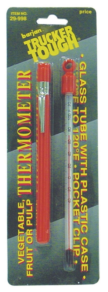 Barjan Glass Tube VEGE/Fruit Thermometer W/Pocket Clip