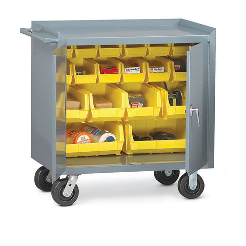 Durham 16 Gauge Welded Steel Mobile Bench Cabinet with 18 Bins, 3100-BLP-18-95