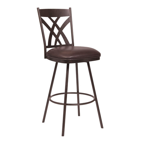 Dover 30 Inches Bar Height Barstool in Auburn Bay and Brown Faux Leather