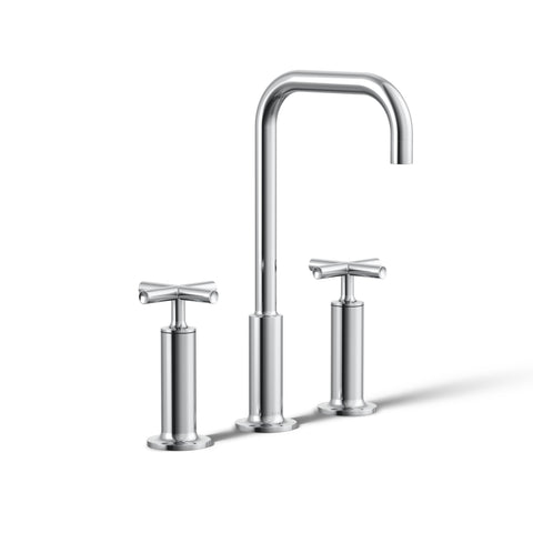 Kohler 14408-3-CP Purist® Widespread Bathroom Sink Faucet with Cross Handles, 1.2 gpm, Polished Chrome