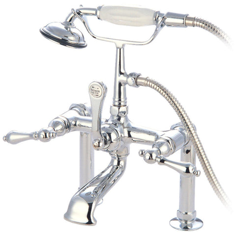 Elements of Design Hot Springs DT1041AL Deck Mount Clawfoot Tub Filler with Hand Shower, Polished Chrome, Brass/Antique Brass