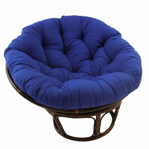 International Caravan Furniture Piece 42-Inch Rattan Papasan Chair with Solid Twill Cushion