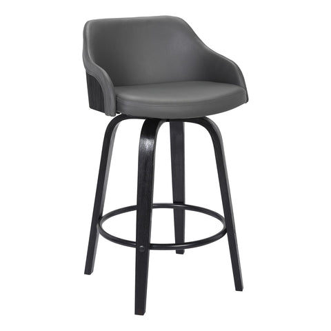 Armen Living ALEC Contemporary Swivel Barstool Gray/Black/Counter Height
