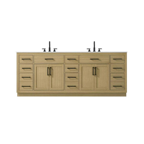 Elegant Kitchen and Bath Alden 84" Double Bathroom Vanity in Honey Brown