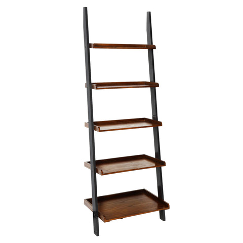 Convenience Concepts French Country Ladder Bookshelf 25" - Classic Living Room Bookcase for Traditional, Modern Office, Family Room & Home Office, Dark Walnut