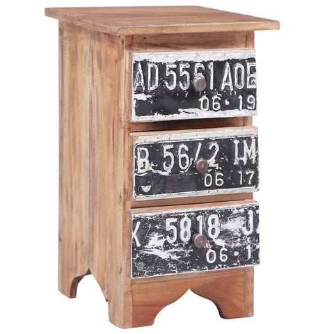 vidaXL Bedside Cabinet in Solid Reclaimed Wood with 3 Drawers - Timeless Design, Ample Storage and Handmade for Bedroom and Living Room