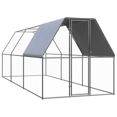 vidaXL Outdoor Galvanized Steel Chicken Cage 6.6X19.7X6.6 FT Weatherproof Design for Chickens with Escape Proof Latches Durable Coop Hen House Coops Run Enclosure Poultry Housing Garden