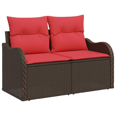 vidaXL Garden Sofa with Cushion Brown 121 x 62 x 69cm Poly Rattan,
