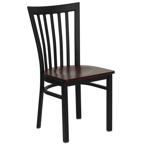Flash Furniture HERCULES Series Black School House Back Metal Restaurant Chair - Mahogany Wood Seat