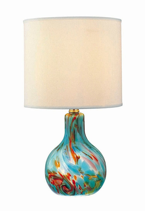 Lite Source LS-20073AQUA Table Lamp with Off White Fabric Shades, Steel Finish