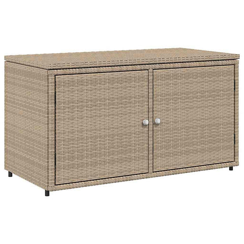 vidaXL Outdoor Storage Box, Deck Box, Poly Rattan with Magnetic Closure, Weather Resistant, for Patio and Balcony Organizing Cupboard Chest, Beige 43.3"x21.7"x23.8"