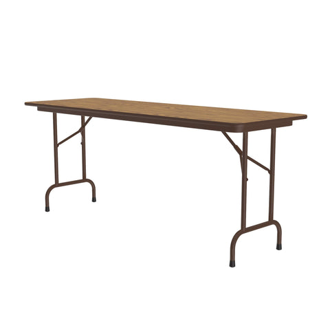 Correll 24"x96" Commercial Folding Table, Medium Oak HP Laminate Top, Heavy 3/4" Thick Core, USA Made, Portable, Strong Steel Apron (CF2496PX-06)