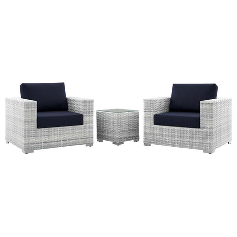 Modway EEI-5444-LGR-NAV Convene 3-Piece Outdoor Patio Set, Light Gray Navy