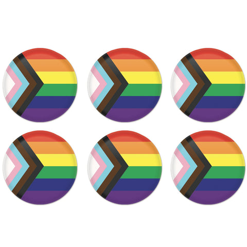 Beistle 6 Piece LGBTQIA+ Rainbow Pride Flag Pinback Buttons