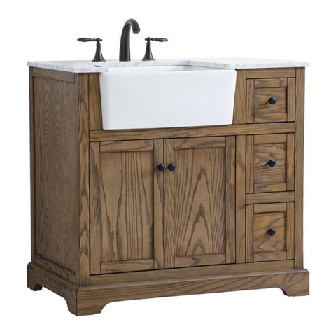 Elegant Decor Franklin 36" Aluminum MDF Single Bathroom Vanity in Driftwood