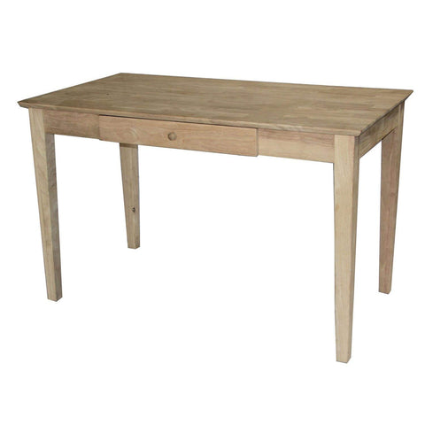 FastFurnishings Unfinished Solid Wood Desk Laptop Computer Writing Table with Drawer