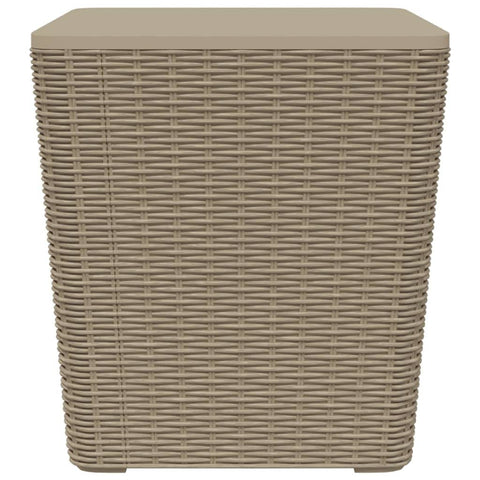 vidaXL Rectangular Patio Table with Storage Compartment - Lightweight, Weather- Outdoor Side Table with Removable Lid - Imitation Rattan Design - Easy Assembly Required - Light Brown Polypropylene