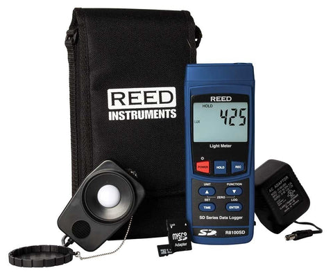 REED Instruments R8100SD-KIT Data Logging Light Meter with Power Adapter and SD Card