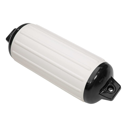 Taylor Made Super Gard Boat Fender, White (10.5" x 30") Double-Molded Ends, Ribbed Technology to Minimize Roll, Rubber Football Needle Inflation Valve, Marine-Grade Vinyl, 5/8" Eyelets - 950128