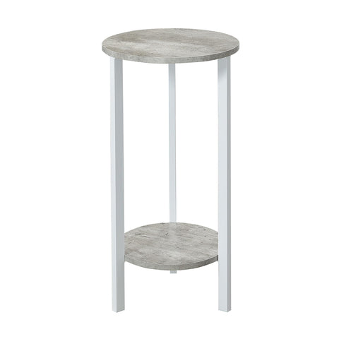 Convenience Concepts Graystone 2 Tier Tall Plant Stand 31" - Industrial Stand for Plants, Vases, and Antiques, Urban Modern Design for the Living Room, Hallway, Entryway, Faux Birch/White